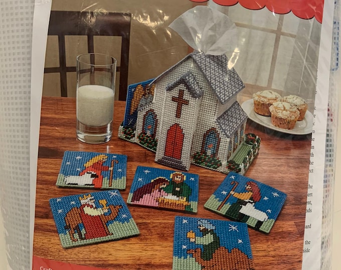 Herrschners Plastic Canvas Kit "christmas Church TBC and Nativity