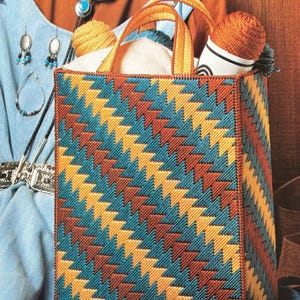 Vintage plastkanvasmönster i 7-pack vacker höstväska med indiansommarmotiv