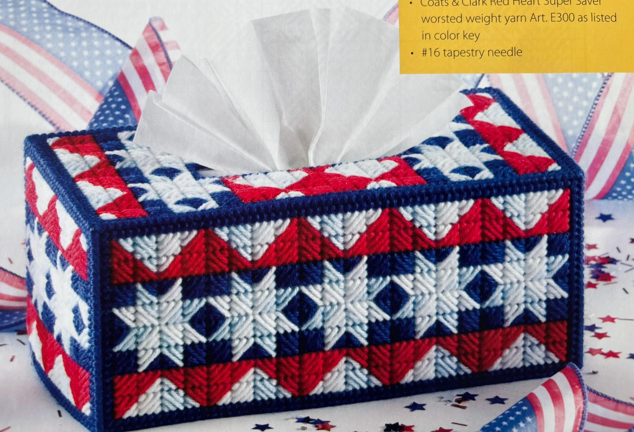 Plastic Canvas Pattern in 7 Count Patriotic Pride Long Style Tissue ...