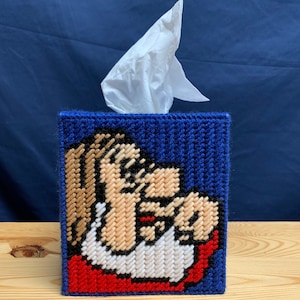 Snow White and the Seven Dwarfs &quot;Sneezy&quot;  Boutique Style Plastic Canvas Tissue Topper Blue/Red