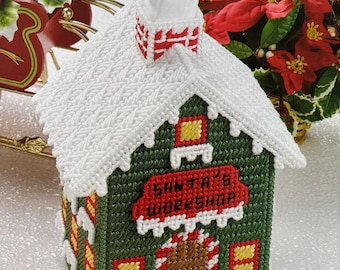 Patrón de lona plástica de 7 hilos, adorno de papel de seda para taller navideño de Papá Noel, ideal para Navidad de invierno.