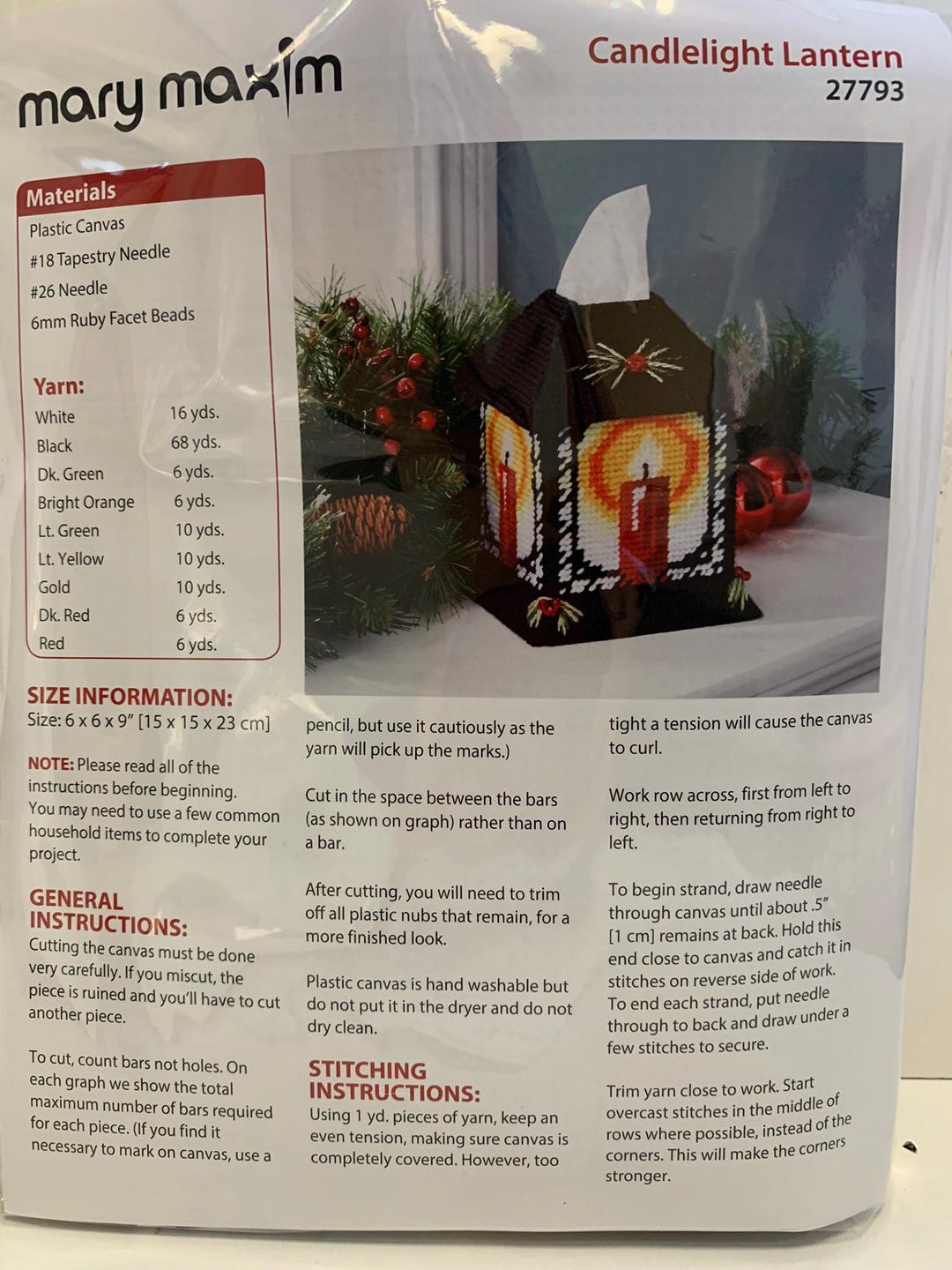Mary Maxim Plastic Canvas Kit "candlelight Lantern Tissue Topper" - Etsy