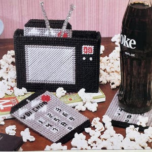 Vintage plastkanvasmönster i 7-pack Fritid TV-underlägg-set