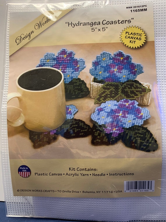 Design Works Plastic Canvas Kit hydrangea Coasters Etsy