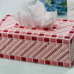 Plastic Canvas Pattern in 7 Count Diagonal Weave  Long Style Tissue Topper Spring Summer