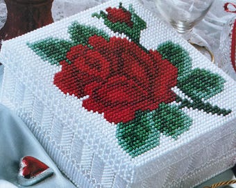 Kunststoff Leinwand Muster in romantischen Rosen Box / Behälter für 7 Count Valentines