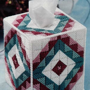 Plastic Canvas Pattern in 7 Count Pretty Southwest Quilt Block Boutique Tissue Topper Spring Summer Fall Winter