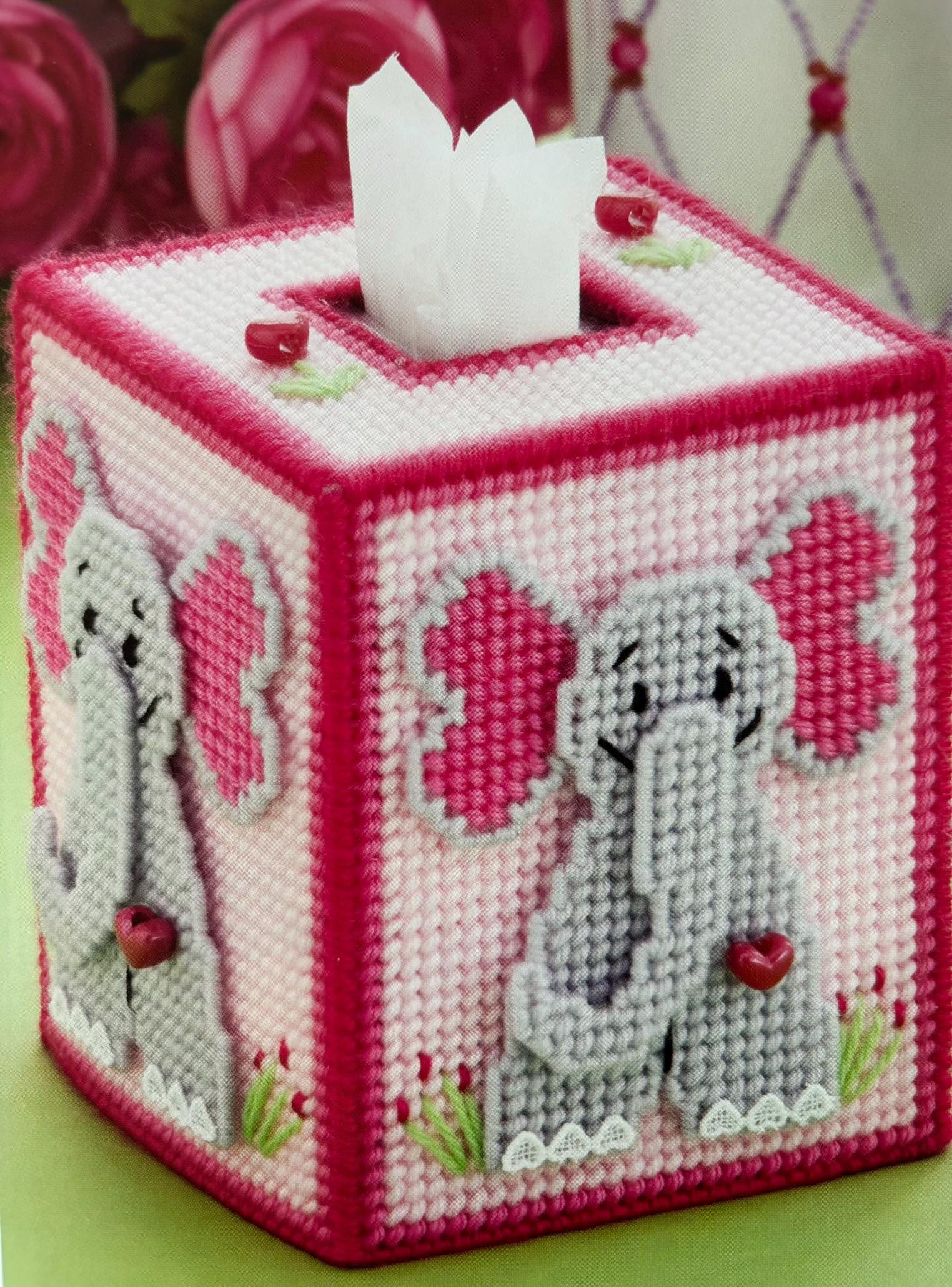 Plastic Canvas Pattern in 7 Count Elephant Boutique Tissue Topper Cover ...
