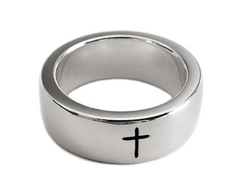 Brede Cross Band in Sterling Zilver - Sterling Zilveren Trouwring, Sterling Zilveren Trouwring, Cross Trouwring, Cross Ring, Cross Band