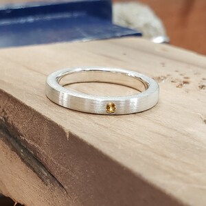 Thin Brushed Citrine Band in Sterling Silver - Citrine Band, Citrine Ring, Sterling Silver Wedding Band, Brushed Band, Brushed Citrine Ring