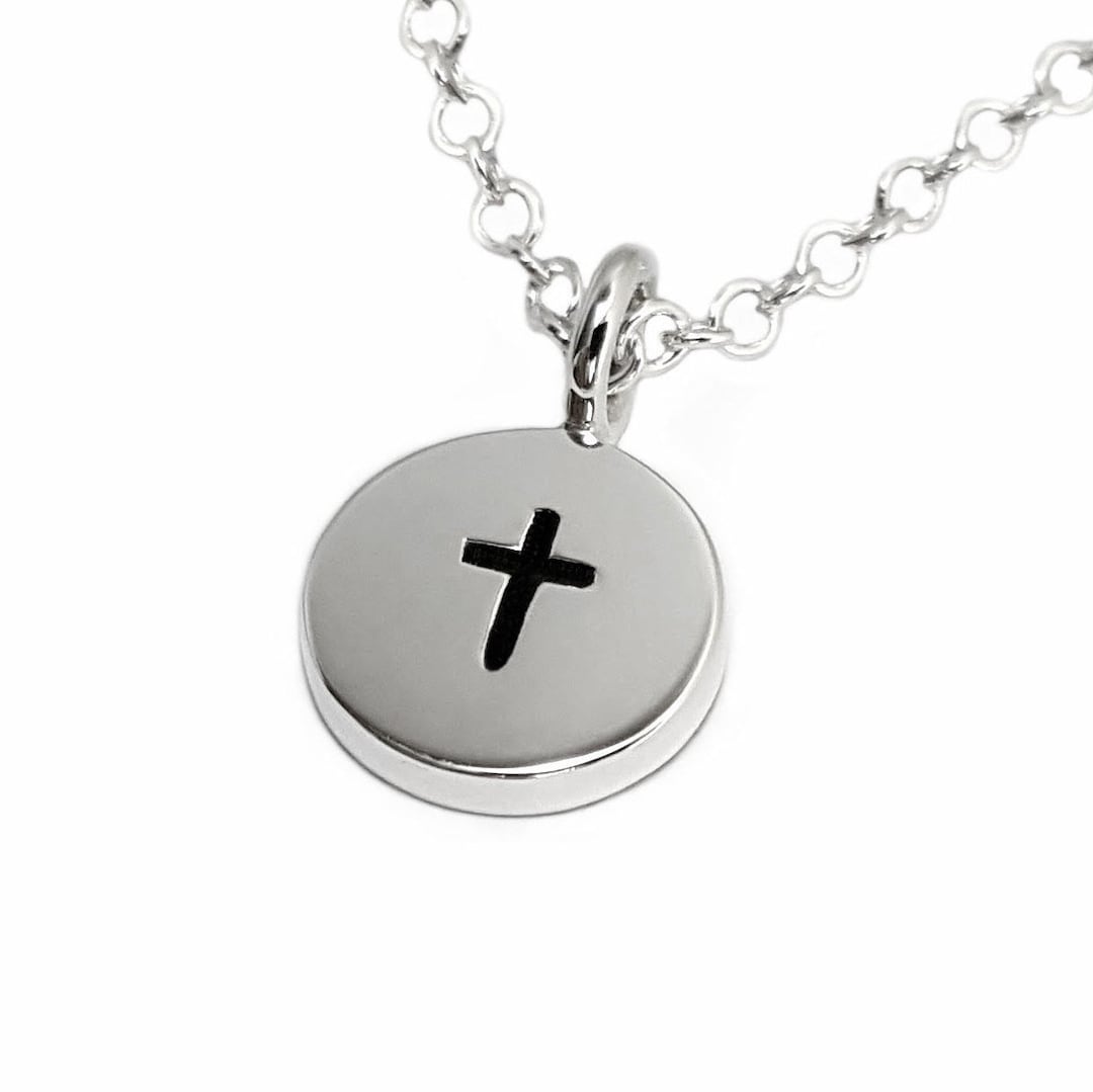 Circle Cross Necklace Pendant in Sterling Silver Sterling Silver Cross