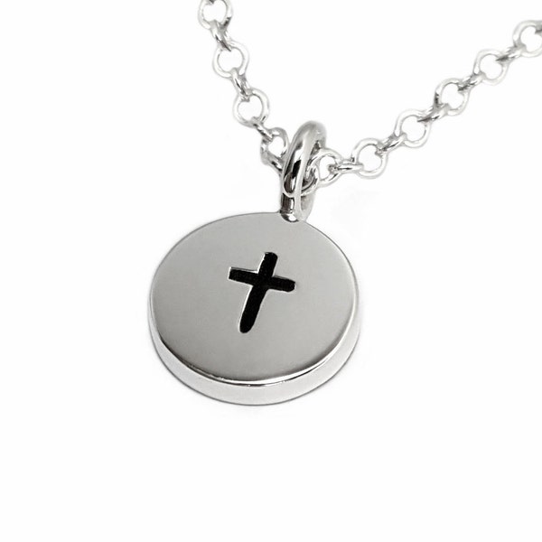 Circle Cross Necklace Pendant In Sterling Silver - Sterling Silver Cross Necklace, Sterling Silver Cross Pendant, Christian Necklace Pendant