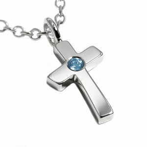 Blue Topaz Cross Necklace Pendant Sterling Silver - Sterling Cross Necklace, Silver Cross Necklace, Topaz Cross Pendant, Blue Cross Necklace