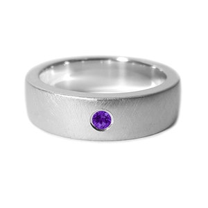 Wide Matte Amethyst Band in Sterling Silver - Wide Amethyst Band, Wide Band, Matte Band, Amethyst Wedding Band, Wide Matte Band, Silver Ring
