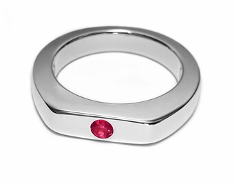 Simple Ruby Ring In Sterling Silver - Sterling Silver Ruby Ring, Sterling Ruby Ring, Red Ring, Pink Ring, July Birthstone, Red Stone Ring