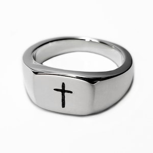 Sterling Silver Cross Ring - Sterling Cross Ring, Silver Cross Ring, Sterling Cross Band, Sterling Silver Cross Band, Silver Cross Band