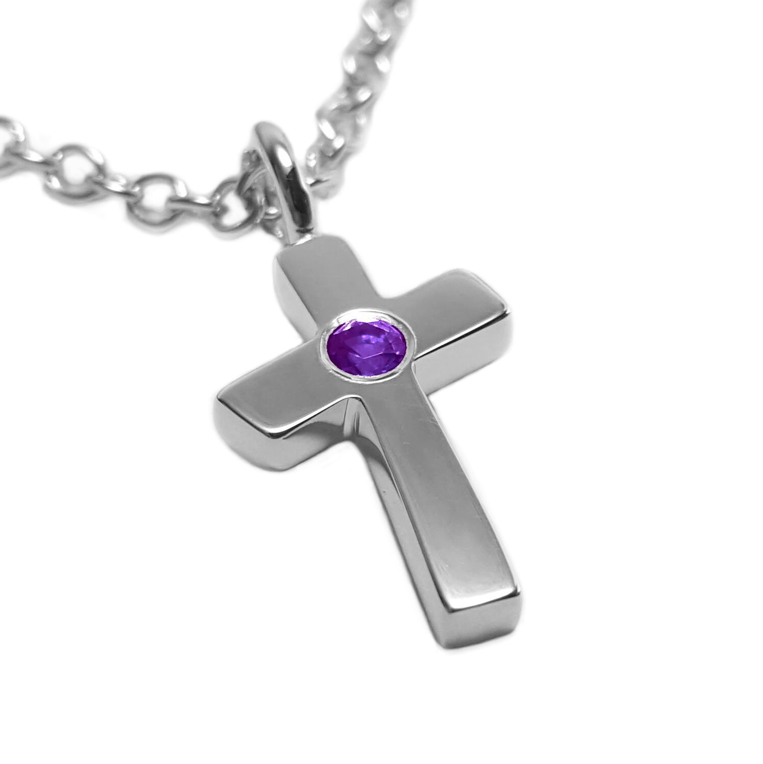 Amethyst Cross Necklace Pendant in Sterling Silver Sterling Etsy