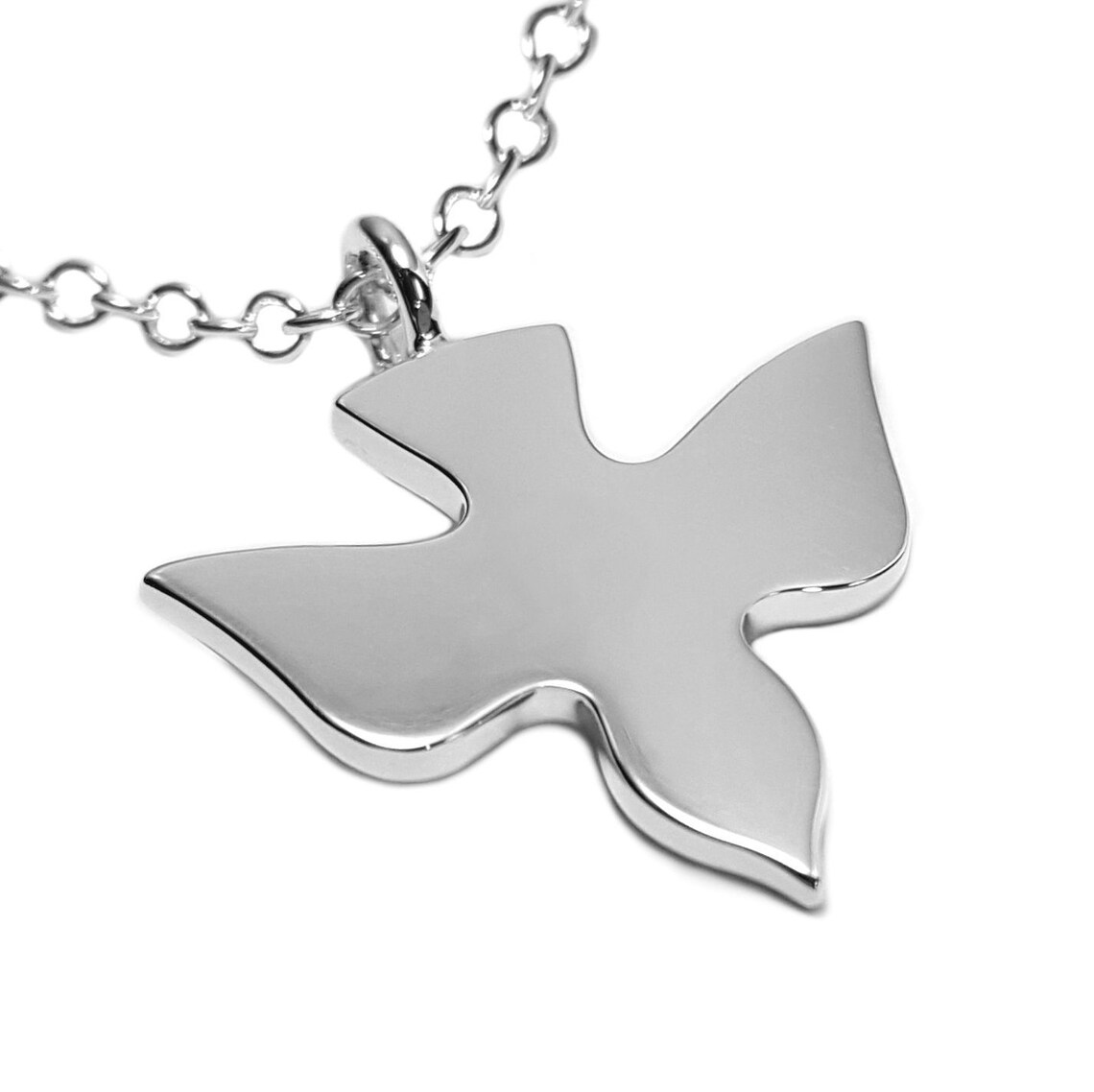 Sterling Silver Dove Necklace Pendant Flying Dove Necklace Etsy