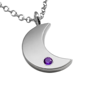 Amethyst Moon Necklace Pendant in Sterling Silver - Amethyst Moon, Sterling Silver Moon Necklace, Moon Necklace, Silver Amethyst Necklace