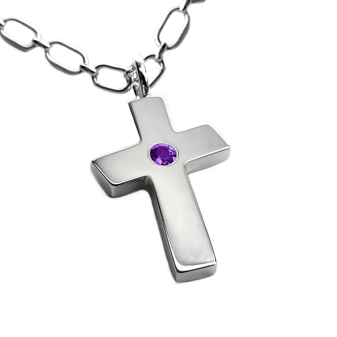 Sterling Silver High Polish Pendentif Croix