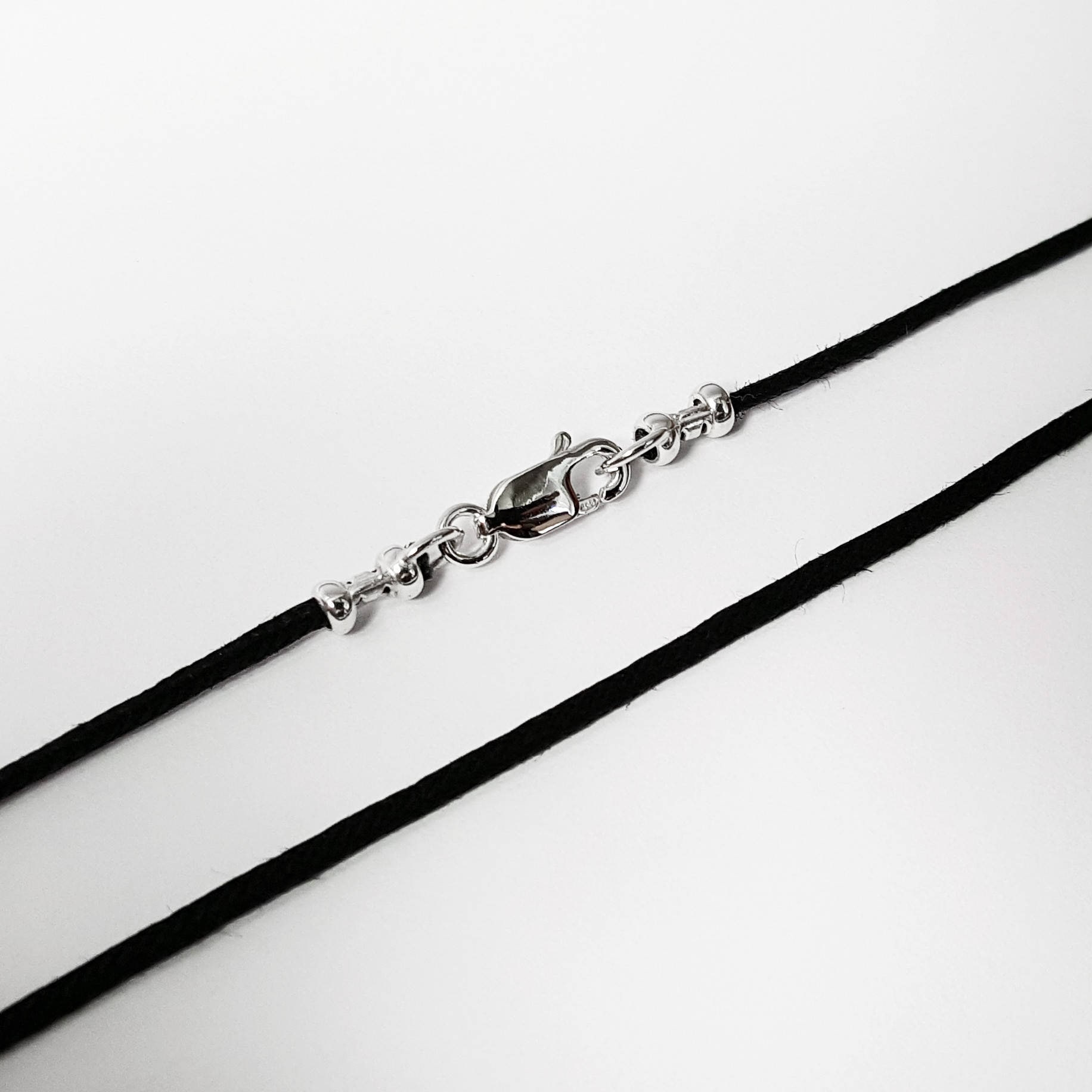 16 Inch Black Cotton Cord Necklace With 