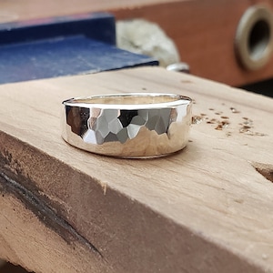Sterling Silver Hammered Ring -Hammer Forged Ring, Sterling Silver Hammered Rings, Sterling Hammered Ring, Hammered Band, Forged Ring Band