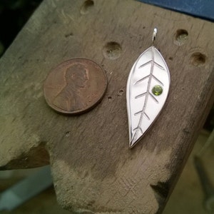 Peridot Leaf Necklace Pendant in Sterling Silver image 3