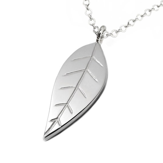 Sterling Silver Leaf Pendant Sterling Silver Leaf Necklace Etsy