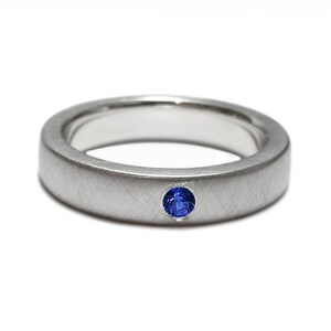 Sterling Silver Matte Blue Sapphire Band - Sterling Blue Sapphire Band, Sterling Blue Sapphire Ring, Silver Blue Sapphire Ring, Band, Silver