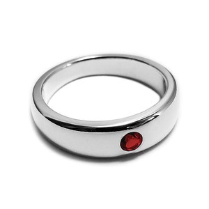 Tapered Garnet Ring in Sterling Silver - Garnet Ring, Silver Garnet Ring, Sterling Silver Garnet Wedding Ring, Silver Garnet Wedding Band