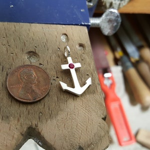 Ruby Anchor Necklace Pendant in Sterling Silver Sterling Silver Anchor ...
