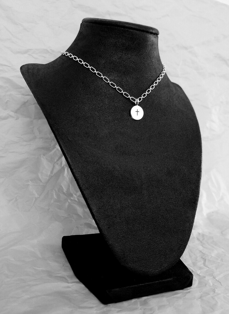 Circle Cross Necklace Pendant in Sterling Silver Sterling Etsy