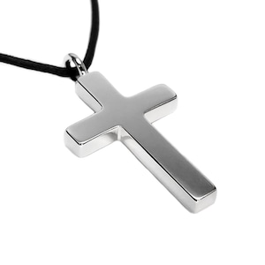 Large Straight Cross Necklace Pendant in Sterling Silver-Sterling Silver Cross Pendant, Sterling Cross Necklace, Large Cross Necklace, Cross