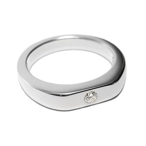 Sterling Silver Simple Diamond Ring - Single Diamond Ring Band, Sterling Silver Diamond Ring, Diamond Wedding Band, Sterling Diamond Band