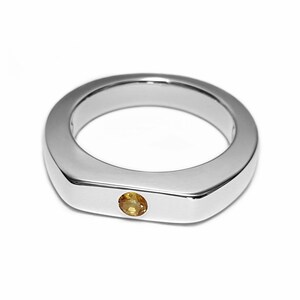 Simple Citrine Ring In Sterling Silver - Sterling Silver Citrine Ring, Sterling Citrine Ring, Citrine Band, Golden Citrine Ring, Yellow Ring