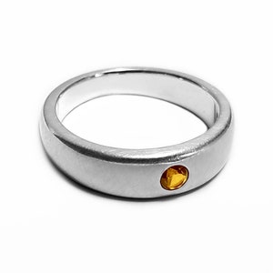Tapered Matte Citrine Ring in Sterling Silver, Citrine Ring, Matte Ring, Citrine Band, Sterling Silver Citrine Ring, Brushed Ring, Citrine