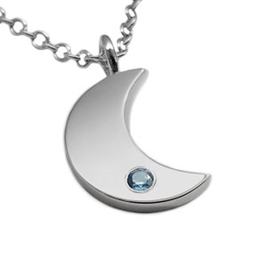 Blue Topaz Moon Necklace Pendant In Sterling Silver - Sterling Silver Moon Necklace, Sterling Moon Pendant, Sterling Silver Moon Pendant