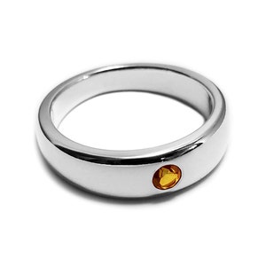 Tapered Citrine Ring in Sterling Silver, Citrine Ring, Matte Ring, Citrine Band, Sterling Silver Citrine Ring, Citrine Wedding Ring, Citrine
