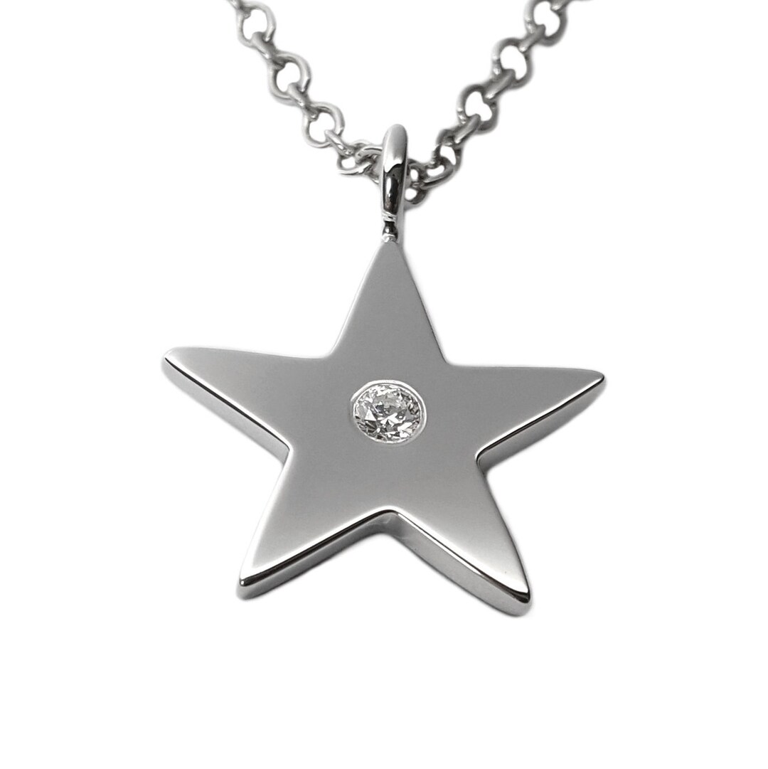 Cubic Zirconia Star Necklace Pendant in Sterling Silver