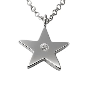 Cubic Zirconia Star Necklace Pendant In Sterling Silver - Sterling Silver Star Necklace, Sterling Silver Star Pendant, Sterling Silver CZ