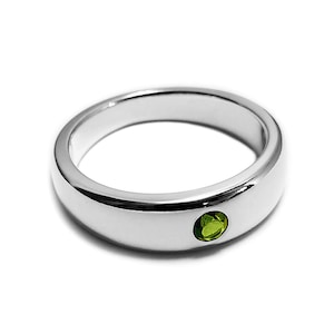 Tapered Peridot Ring in Sterling Silver - Peridot Ring, Peridot Band, Sterling Silver Wedding Band, Peridot Wedding Ring, Peridot Band