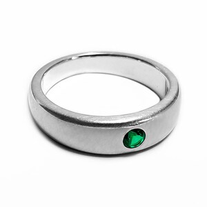 Tapered Matte Emerald Ring in Sterling Silver - Emerald Ring, Emerald Band, Sterling Silver Emerald Wedding Ring, Wedding Ring, Emerald Ring