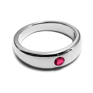 Tapered Ruby Ring in Sterling Silver - Ruby Ring, Ruby Band, Sterling Silver Ruby Wedding Band, Ruby Wedding Ring, Sterling Silver Ruby Ring