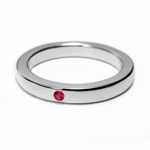Thin Ruby Band in Sterling Silver - Ruby Band, Ruby Ring, Sterling Silver Wedding Band, Ruby Wedding Band, Ruby Wedding Ring, Ruby Band