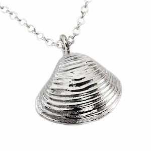 Sterling Silver Clam Necklace Pendant - Sterling Shell Pendant, Clam Pendant, Silver Shell Pendant, Nautical Necklace, Shell Necklace, Charm