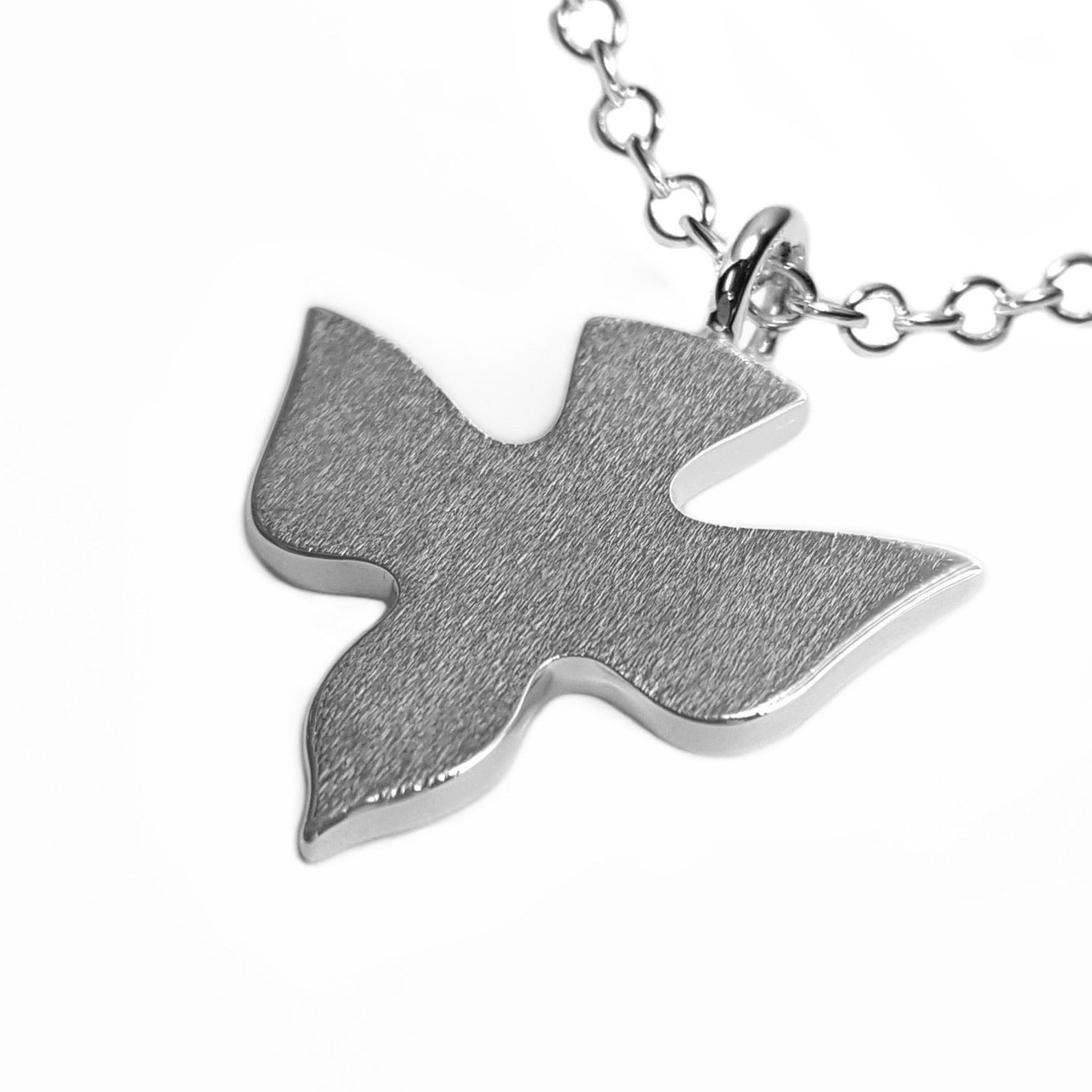 Sterling Silver Dove Necklace Pendant Flying Dove Necklace Etsy