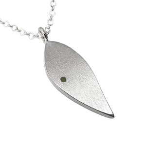 Peridot Leaf Necklace Pendant in Sterling Silver image 2