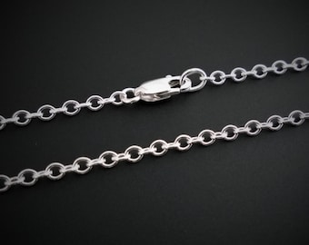 16 Inch Sterling Silver Cable Chain Necklace - Short Silver Chain, Necklace Chain, Pendant Chain, Sterling Silver Chain, Silver Chain
