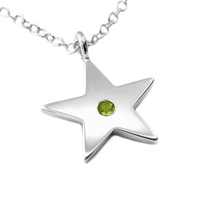 Peridot Star Necklace Pendant In Sterling Silver - Sterling Silver Star Necklace, Sterling Star Necklace, Sterling Silver Star Pendant