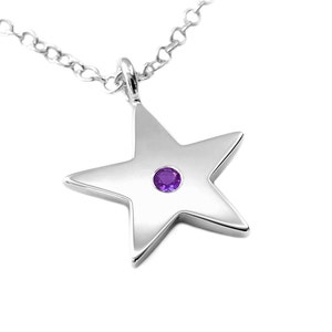 Amethyst Star Necklace Pendant In Sterling Silver -  Sterling Silver Star Necklace, Sterling Silver Star Pendant, Amethyst Necklace